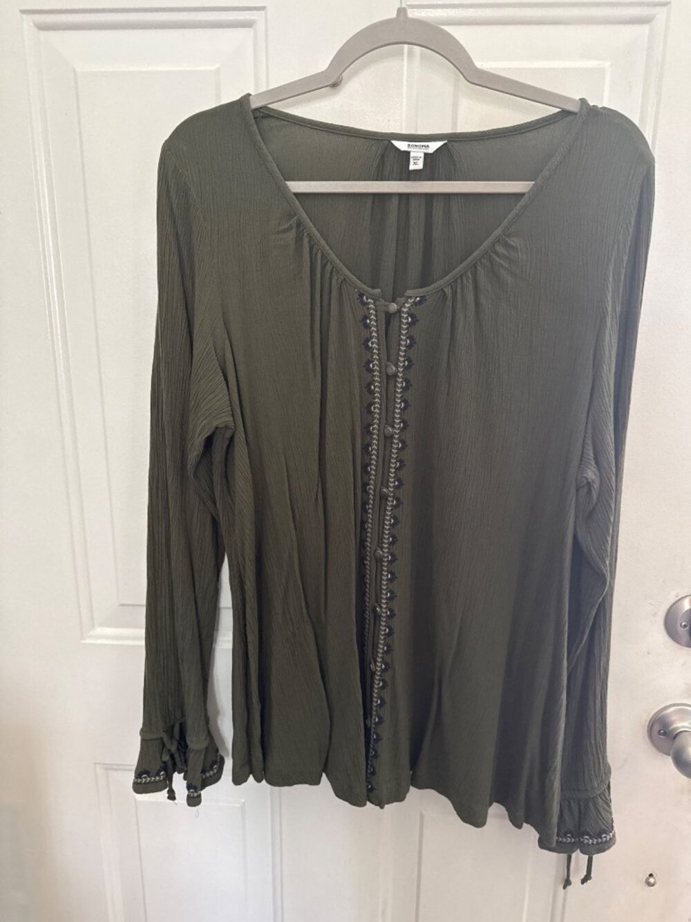 Forest Green Bohemian Peasant Top by Sonoma